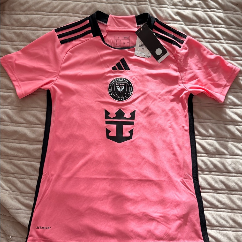 Adidas Inter Miami Kids Pink and Black Soccer Jersey